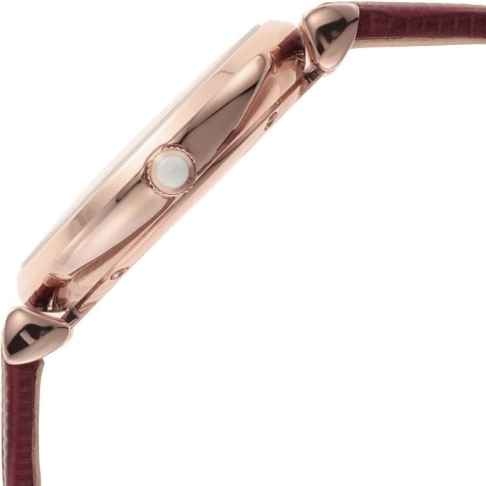 Emporio Armani Gianni T-Bar Analog Mother of Pearl Dial Red Leather Strap Watch For Women - AR11322 Buy Now By Emporio Armani