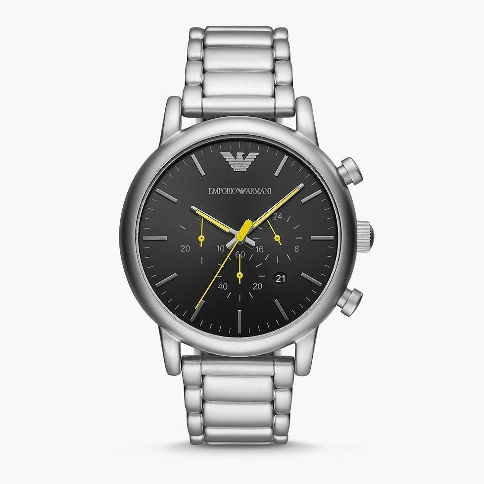Emporio Armani Luigi Chronograph Black Dial Silver Steel Strap Watch For Men - AR11324 Buy Now By Emporio Armani