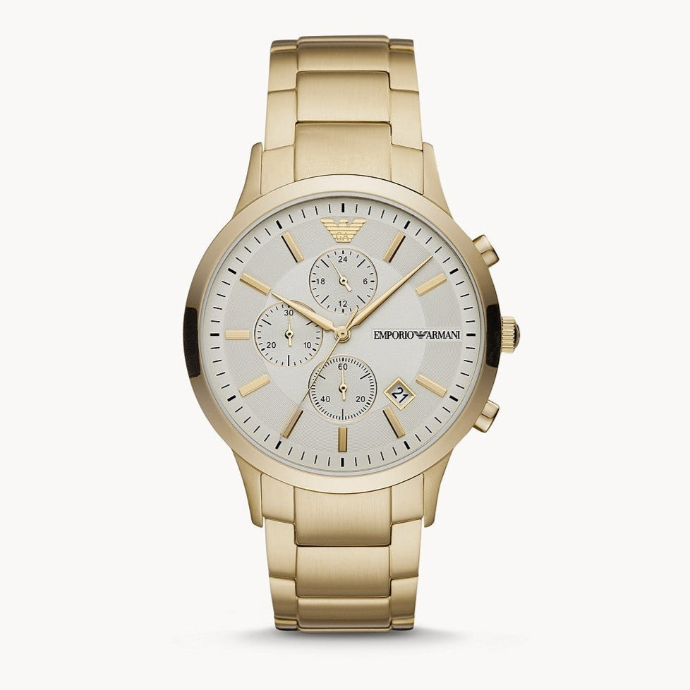 Emporio Armani Renato Chronograph White Dial Gold Steel Strap Watch For Men - AR11332 Buy Now By Emporio Armani