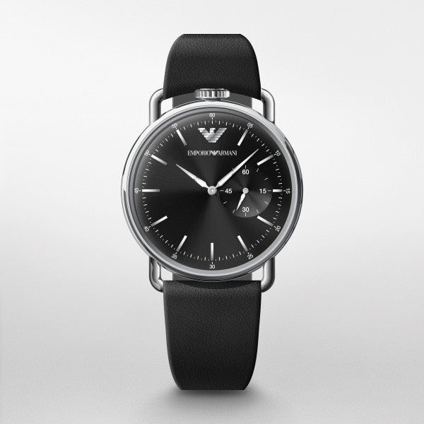 Emporio Armani Aviator Quartz Black Dial Black Leather Strap Watch For Men - AR11336 Buy Now By Emporio Armani