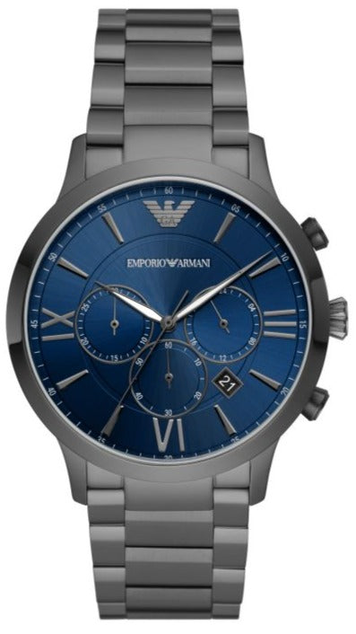Emporio Armani Giovanni Chronograph Blue Dial Grey Steel Strap Watch For Men - AR11348 Buy Now By Emporio Armani