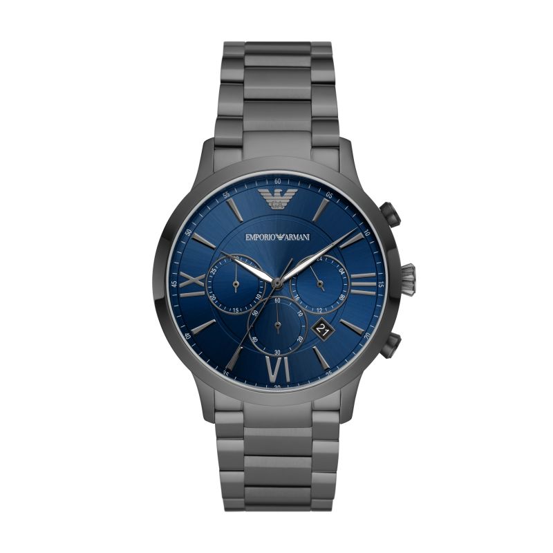 Emporio Armani Giovanni Chronograph Blue Dial Grey Steel Strap Watch For Men - AR11348 Buy Now By Emporio Armani