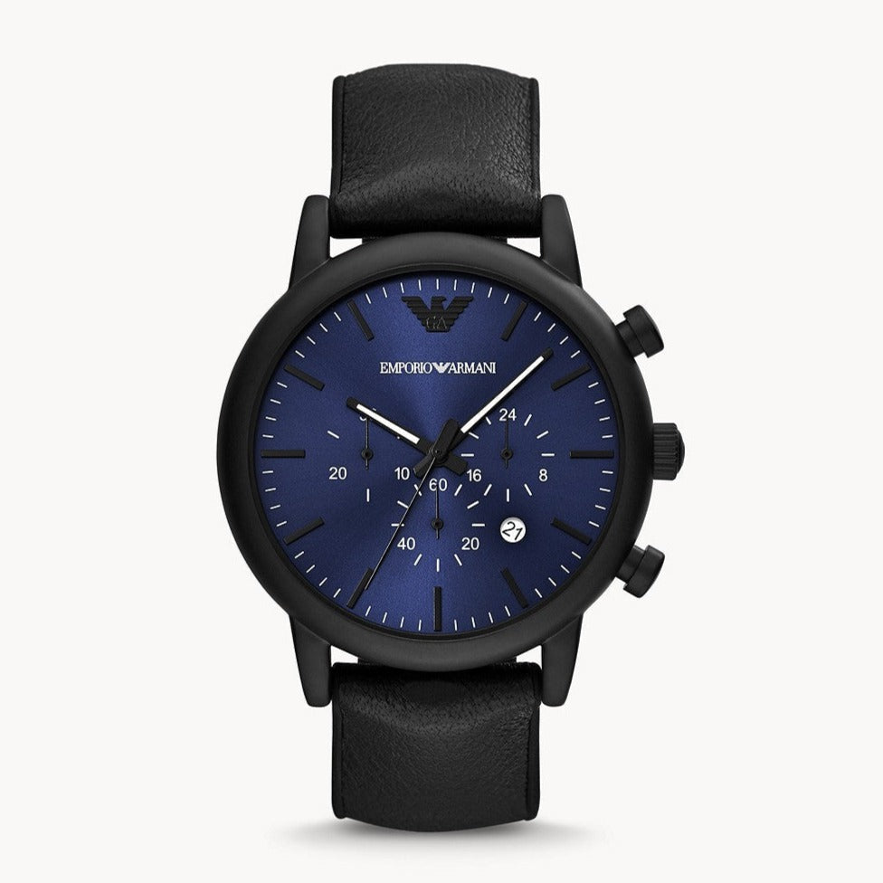 Emporio Armani Luigi Analog Blue Dial Black Leather Strap Watch For Men - AR11351 Buy Now By Emporio Armani