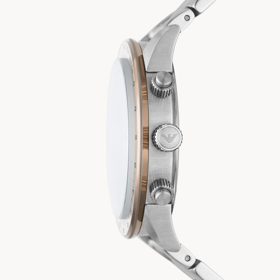 Emporio Armani Mario Chronograph Beige Dial Silver Steel Strap Watch For Men - AR11352 Buy Now By Emporio Armani