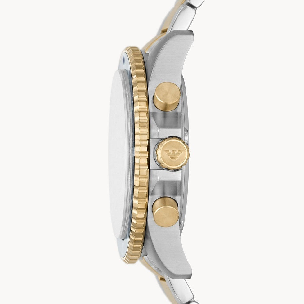 Emporio Armani Mario Chronograph Blue Dial Two Tone Steel Strap Watch For Men - AR11362 Buy Now By Emporio Armani