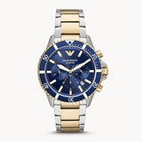 Emporio Armani Mario Chronograph Blue Dial Two Tone Steel Strap Watch For Men - AR11362 Buy Now By Emporio Armani