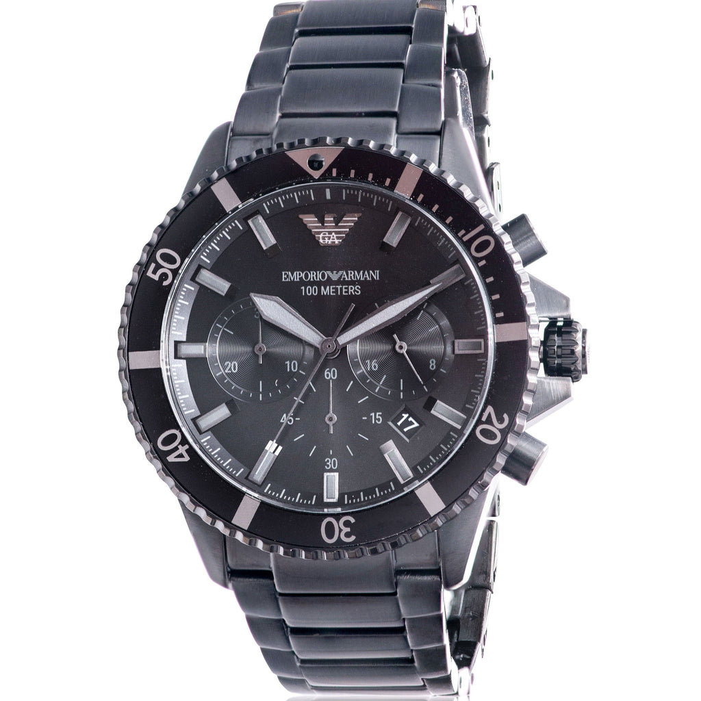 Emporio Armani Diver Chronograph Black Dial Black Steel Strap Watch For Men - AR11363 Buy Now By Emporio Armani