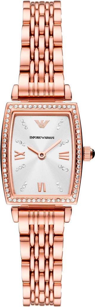 Emporio Armani Gianni T Bar Quartz Crystals White Dial Rose Gold Steel Strap Watch For Women - AR11406 Buy Now By Emporio Armani