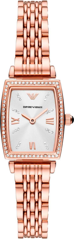 Emporio Armani Gianni T Bar Quartz Crystals White Dial Rose Gold Steel Strap Watch For Women - AR11406 Buy Now By Emporio Armani