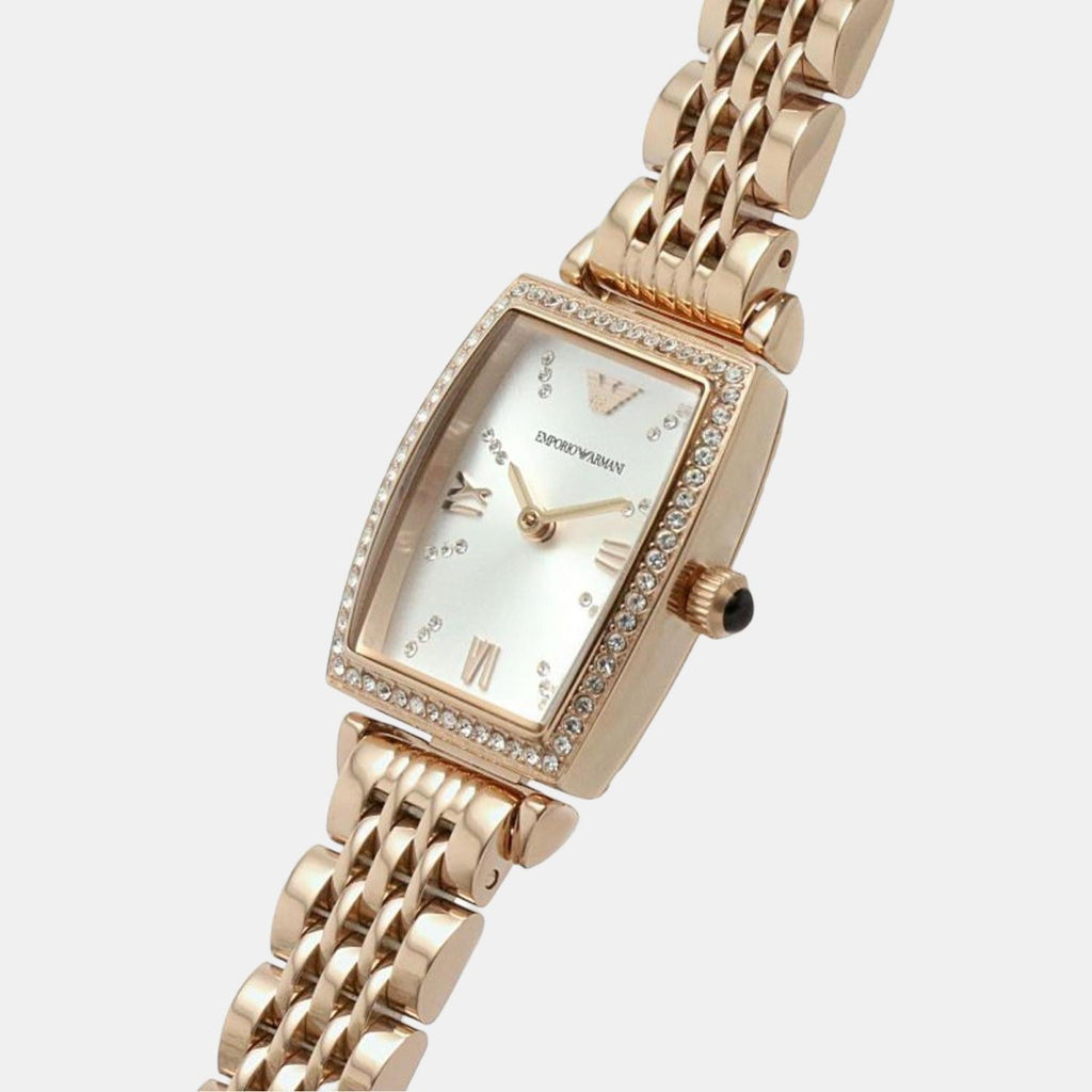 Emporio Armani Gianni T Bar Quartz Crystals White Dial Rose Gold Steel Strap Watch For Women - AR11406 Buy Now By Emporio Armani
