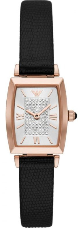 Emporio Armani Gianni T Bar Quartz White Dial Black Leather Strap Watch For Women - AR11408 Buy Now By Emporio Armani