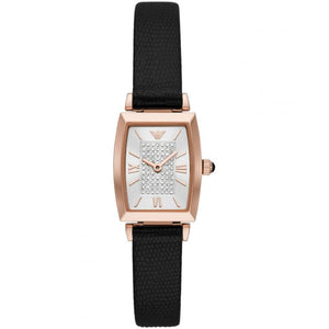 Emporio Armani Gianni T Bar Quartz White Dial Black Leather Strap Watch For Women - AR11408 Buy Now By Emporio Armani