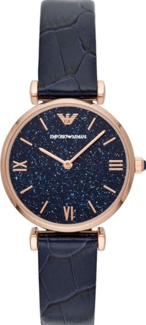 Emporio Armani Gianni T-Bar Quartz Blue Dial Blue Leather Strap Watch for Women - AR11424 Buy Now By Emporio Armani