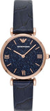 Emporio Armani Gianni T-Bar Quartz Blue Dial Blue Leather Strap Watch for Women - AR11424 Buy Now By Emporio Armani