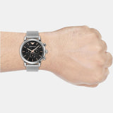 Emporio Armani Luigi Chronograph Quartz Black Dial Silver Mesh Bracelet Watch For Men - AR11429 Buy Now By Emporio Armani