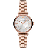Emporio Armani Gianni T-Bar Crystals Silver Dial Rose Gold Steel Strap Watch For Women - AR11446 Buy Now By Emporio Armani
