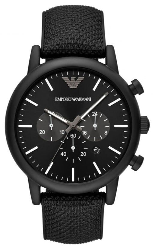 Emporio Armani Luigi Analog Black Dial Black Leather Strap Watch For Men - AR11450 Buy Now By Emporio Armani
