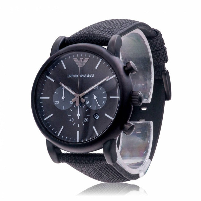 Emporio Armani Luigi Analog Black Dial Black Leather Strap Watch For Men - AR11450 Buy Now By Emporio Armani