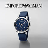Emporio Armani Luigi Chronograph Blue Dial Blue Leather Strap Watch For Men - AR11451 Buy Now By Emporio Armani