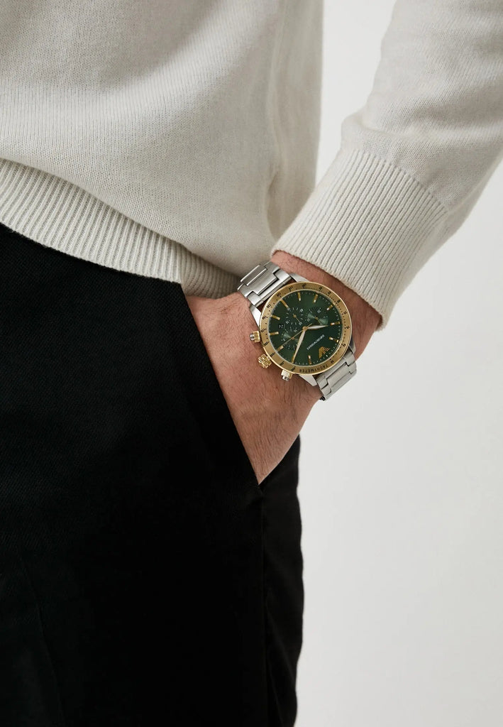 Emporio Armani Mario Chronograph Green Dial Silver Steel Strap Watch For Men - AR11454 Buy Now By Emporio Armani
