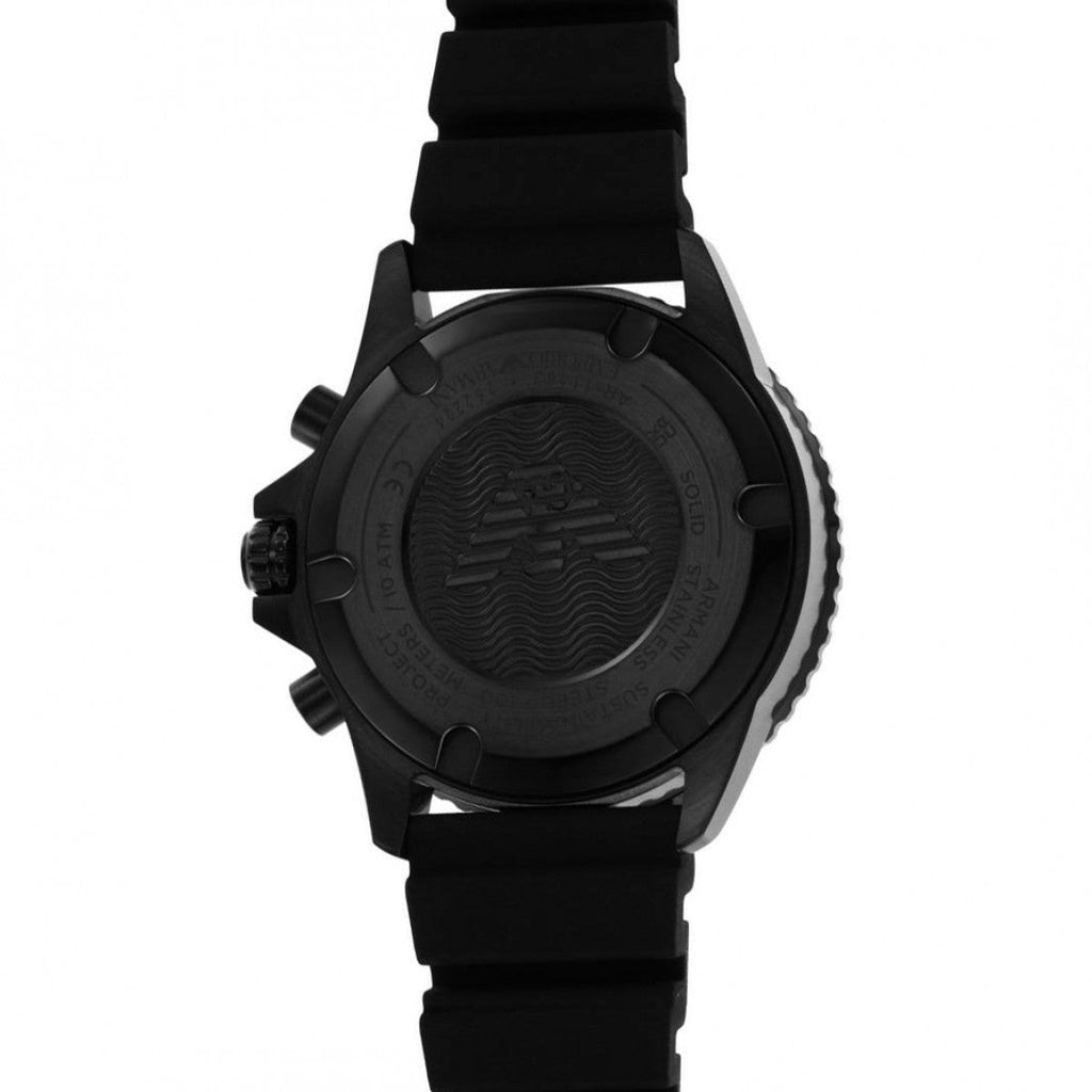 Emporio Armani Diver Chronograph Quartz Green Dial Black Silicon Strap Watch For Men - AR11463 Buy Now By Emporio Armani