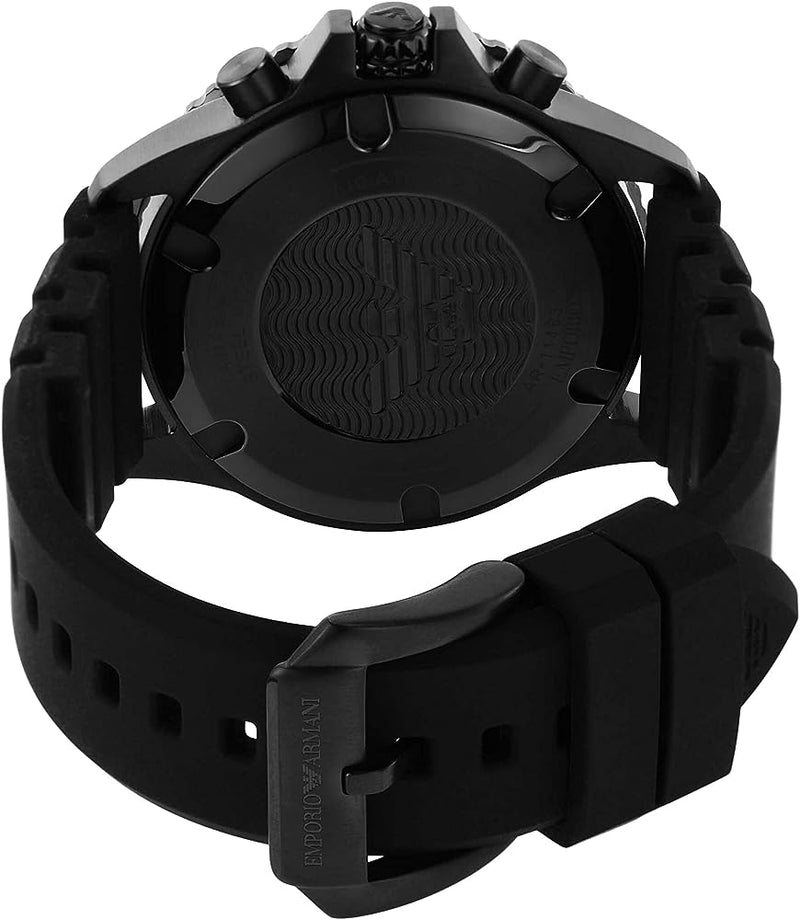 Emporio Armani Diver Chronograph Quartz Green Dial Black Silicon Strap Watch For Men - AR11463