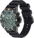 Emporio Armani Diver Chronograph Quartz Green Dial Black Silicon Strap Watch For Men - AR11463 Buy Now By Emporio Armani