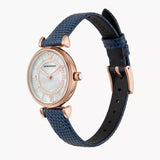 Emporio Armani Gianni T-Bar Analog Mother of Pearl Dial Blue Leather Strap Watch For Women - AR11468 Buy Now By Emporio Armani