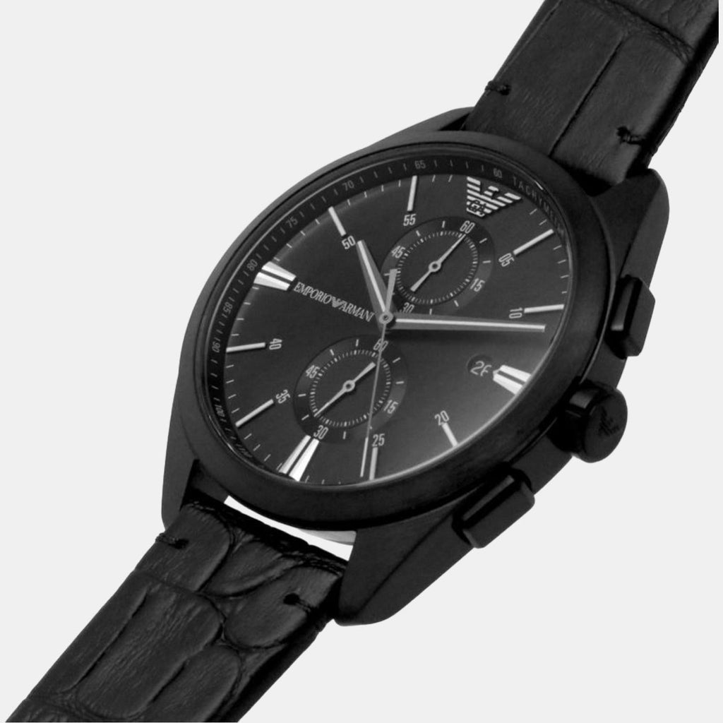 Emporio Armani Claudio Chronograph Black Dial Black Leather Strap Watch For Men - AR11483 Buy Now By Emporio Armani