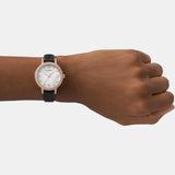 Emporio Armani Cleo Three-Hand Mother of Pearl Dial Black Leather Strap Watch For Women - AR11485 Buy Now By Emporio Armani