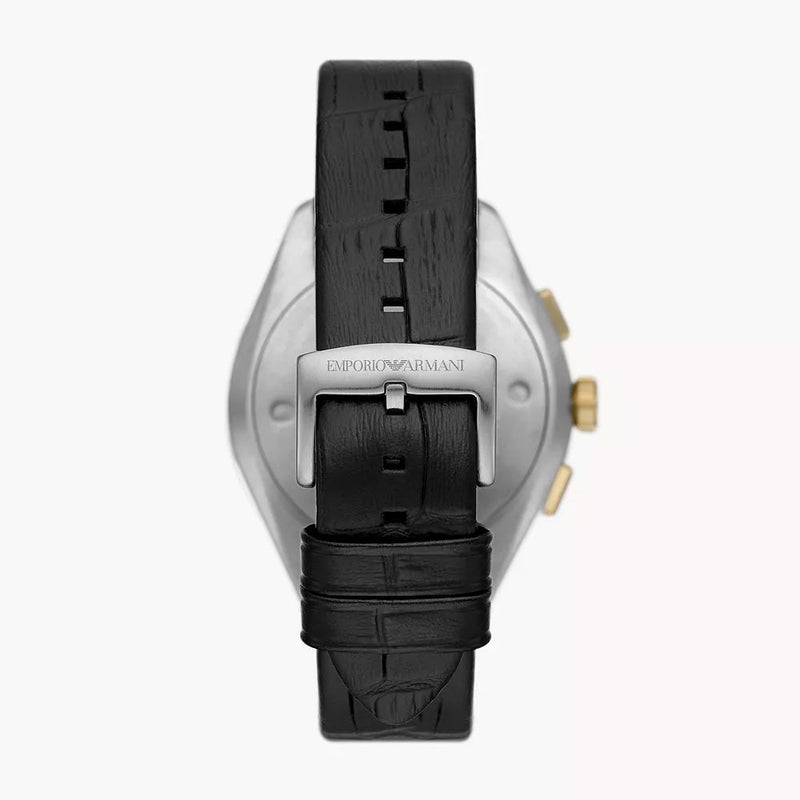 Emporio Armani Claudio Chronograph Silver Dial Black Leather Strap Watch For Men - AR11498 Buy Now By Emporio Armani
