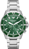 Emporio Armani Diver Chronograph Green Dial Silver Steel Strap Watch For Men - AR11500 Buy Now By Emporio Armani