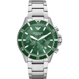 Emporio Armani Diver Chronograph Green Dial Silver Steel Strap Watch For Men - AR11500 Buy Now By Emporio Armani