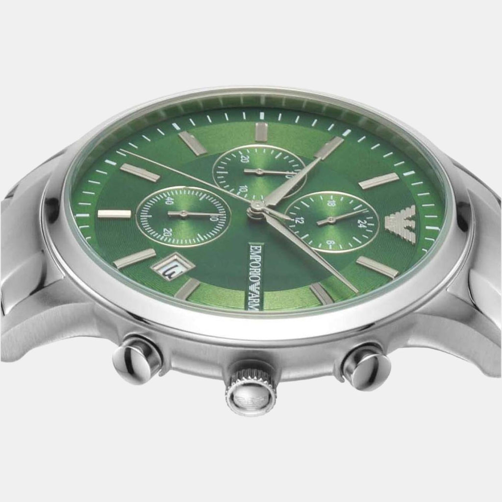 Emporio Armani Renato Chronograph Green Dial Silver Steel Strap Watch For Men - AR11507 Buy Now By Emporio Armani