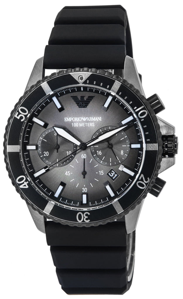 Emporio Armani Mario Chronograph Black Dial Black Leather Strap Watch For Men - AR11243 Buy Now By Emporio Armani