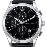 Emporio Armani Paolo Chronograph Black Dial Black Leather Strap Watch For Men - AR11530 Buy Now By Emporio Armani