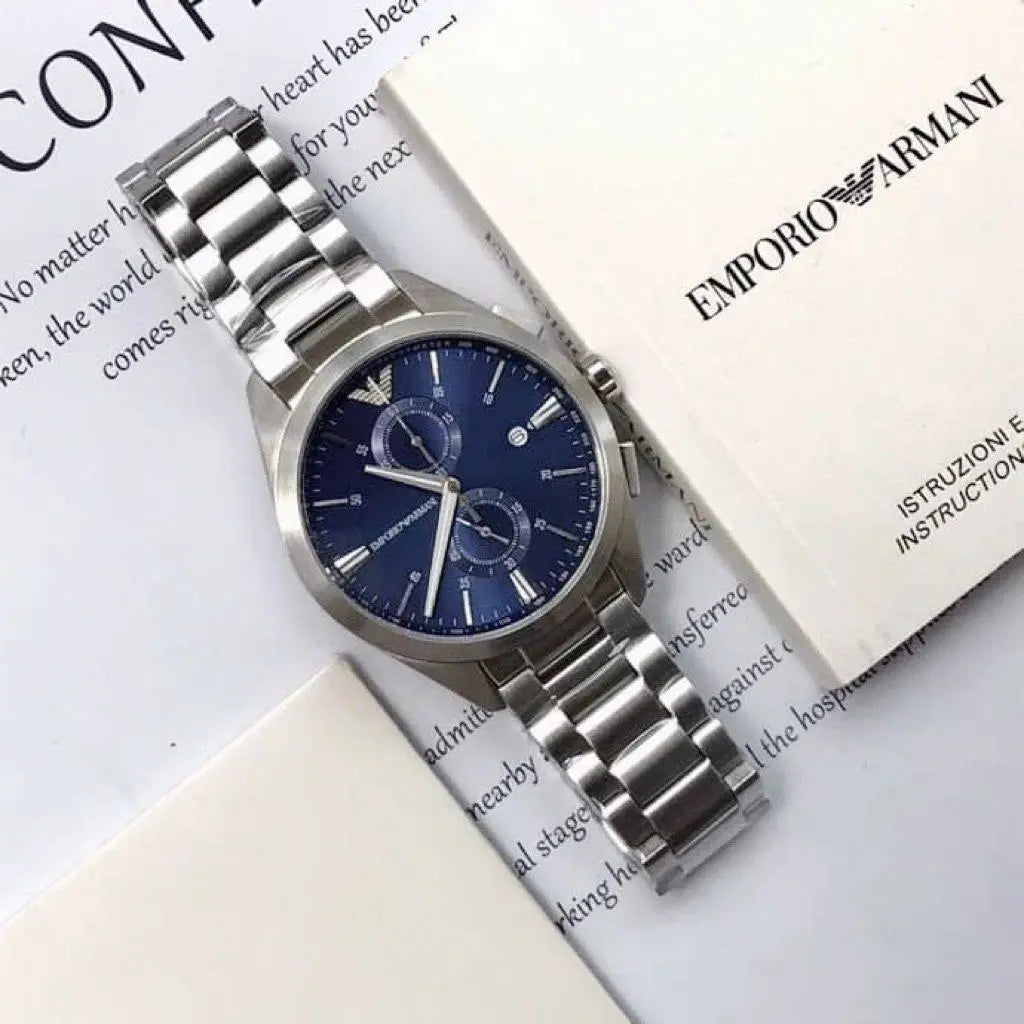 Emporio Armani Claudio Chronograph Blue Dial Silver Steel Strap Watch For Men - AR11541 Buy Now By Emporio Armani