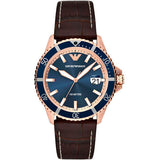 Emporio Armani Pro Planet Three Hand Date Blue Dial Brown Leather Strap Watch For Men - AR11556 Buy Now By Emporio Armani