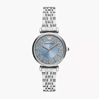 Emporio Armani Gianni T-Bar Quartz Blue Dial Silver Steel Strap Watch For Women - AR11594 Buy Now By Emporio Armani