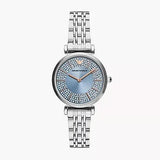 Emporio Armani Gianni T-Bar Quartz Blue Dial Silver Steel Strap Watch For Women - AR11594 Buy Now By Emporio Armani