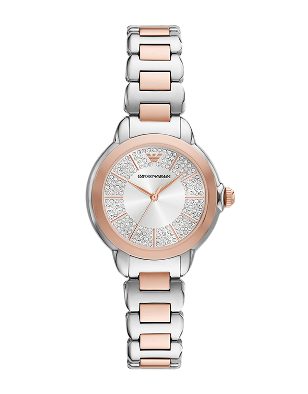 Emporio Armani Mia Three-Hand Analog Crystal Silver Dial Two Tone Steel Strap Watch For Women - AR11643 Buy Now By Emporio Armani