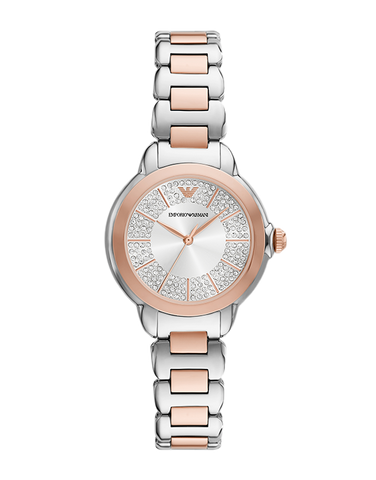 Emporio Armani Mia Three-Hand Analog Crystal Silver Dial Two Tone Steel Strap Watch For Women - AR11643 Buy Now By Emporio Armani