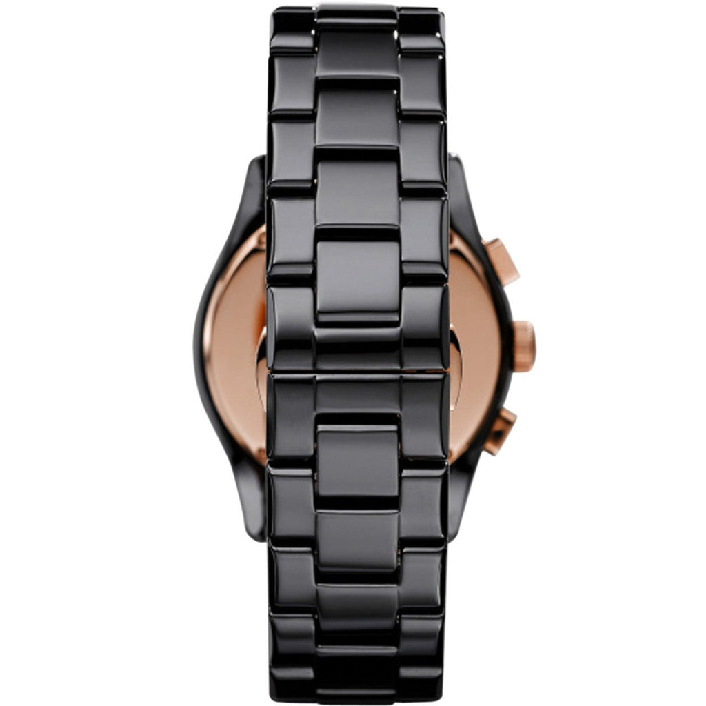 Emporio Armani Valente Ceramica Chronograph Black Dial Black Steel Strap Watch For Men - AR1410 Buy Now By Emporio Armani