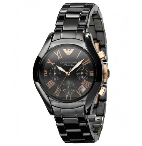 Emporio Armani Chronograph Black Ceramic Stainless Steel Dial Watch For Women - AR1411 Buy Now By Emporio Armani