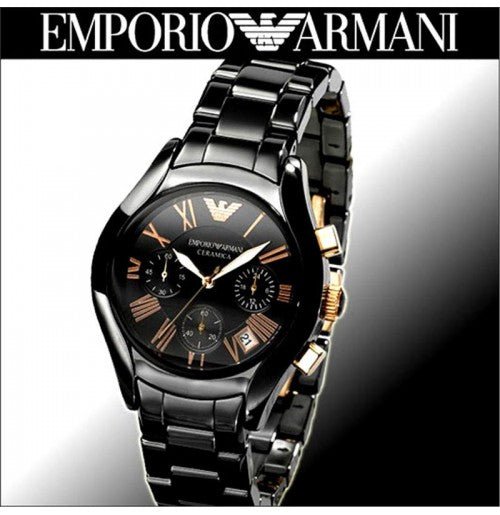 Emporio Armani Chronograph Black Ceramic Stainless Steel Dial Watch For Women - AR1411 Buy Now By Emporio Armani