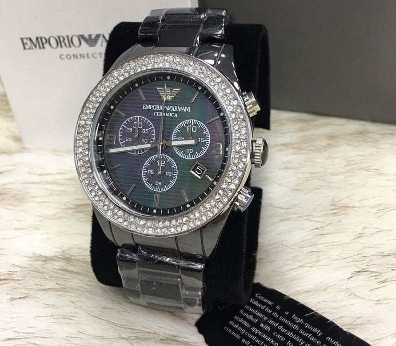 Emporio Armani Ceramica Black Dial Black Ceramic Strap Watch For Men - AR1455 Buy Now By Emporio Armani