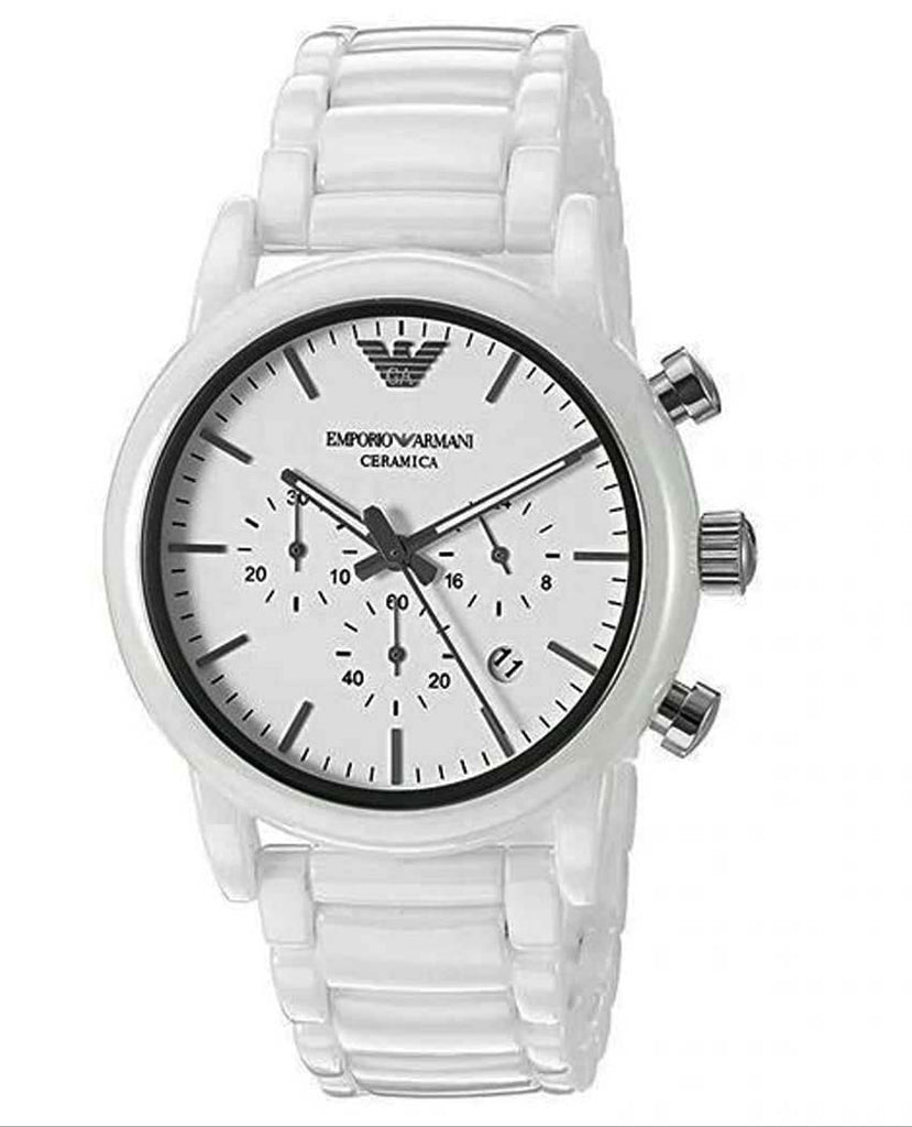 Emporio Armani Luigi Chronograph Ceramic White Dial White Ceramic Strap Watch For Men - AR1499 Buy Now By Emporio Armani