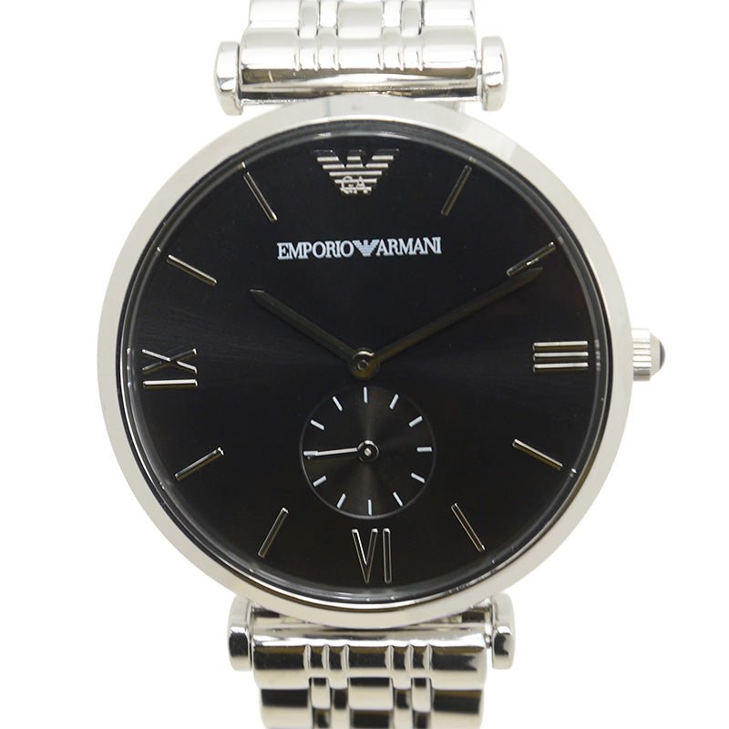 Emporio Armani Retro Black Dial Silver Steel Strap Watch For Men - AR1676 Buy Now By Emporio Armani
