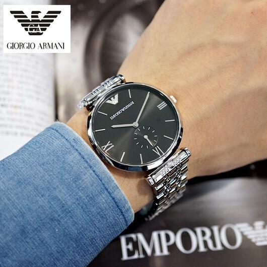 Emporio Armani Retro Black Dial Silver Steel Strap Watch For Men - AR1676 Buy Now By Emporio Armani