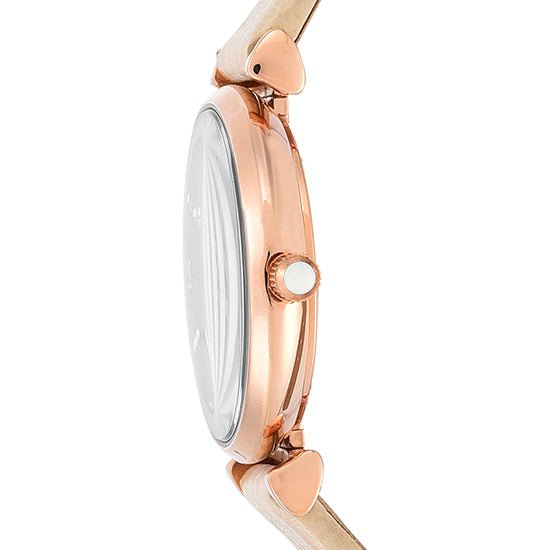 Emporio Armani Gianni T Bar Gunmetal Dial Beige Leather Strap Watch For Women - AR1681 Buy Now By Emporio Armani